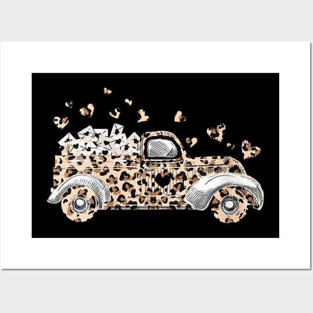 Buffalo Leopard Truck With Hearts Valentine's Day Wall Art by cyberpunk art